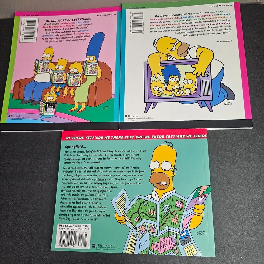 Simpsons Books Lot of 3 Simpsons Forever! Beyond Forever! Guide to Springfield